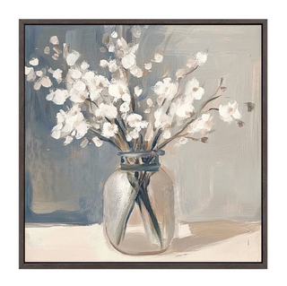 Petals in Glass Framed Canvas in Driftwood