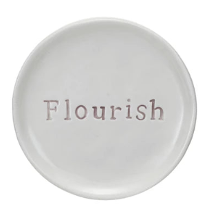Round Word Stoneware Dish, 4 Styles