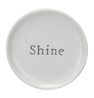 Round Word Stoneware Dish, 4 Styles