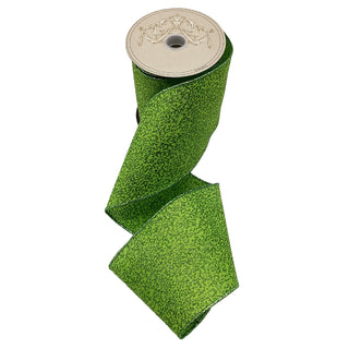 Lime Poplin Splatter Glitter Ribbon - SOLD BY THE FOOT