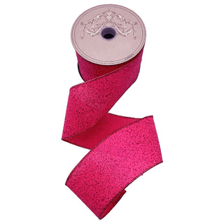 Hot Pink Poplin Splatter Glitter Ribbon - SOLD BY THE FOOT