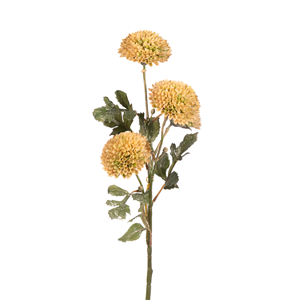 Artificial flower stem with yellow flowers on a white background. Dahlia x 4 in Cream