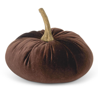 Dark Brown Velvet Stuffed Pumpkin 6.25" fall autumn