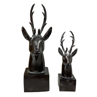 Dark Finished Deer Bust on Square Base Assorted