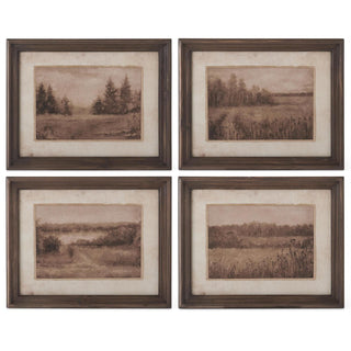 Dark Fir Wood Framed Nature-scape Print Assorted