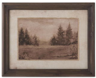 Dark Fir Wood Framed Nature-scape Print Assorted