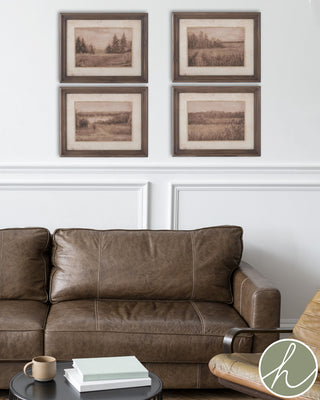 Dark Fir Wood Framed Nature-scape Print Assorted