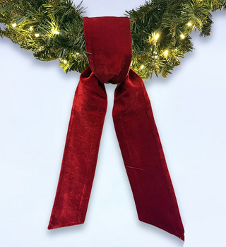 Dark Red Velvet Wreath Sash with Metallic Gold Back 56"