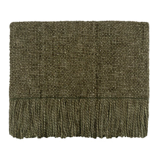 Darmouth Throw in Fern green blanket fringe olive