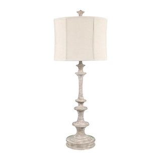 Dawson Table Lamp totem shape, hand finish white wash