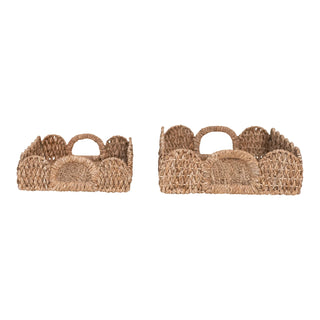 Decorative Braided Bankuan Tray Handles and Scalloped Edge Assorted