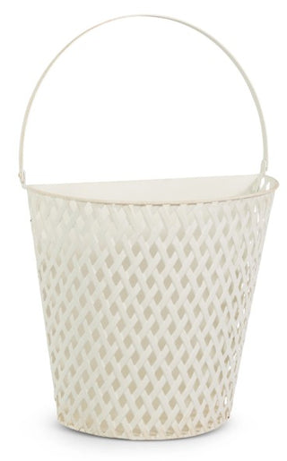 Decorative White Iron Basket Assorted lattice handle