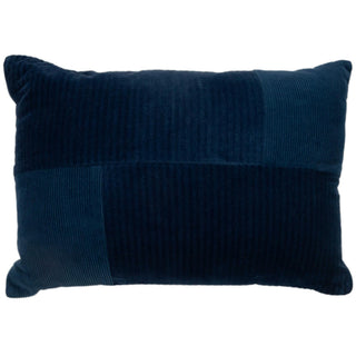 Deep Dark Blue Velvet Block Down Alternative Lumbar Pillow