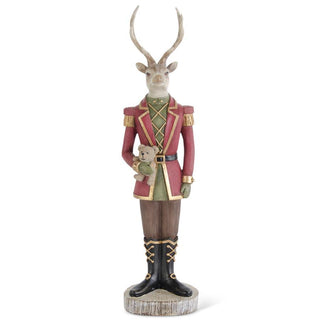 Deer Soldier Holding a Teddy Bear 15"