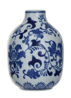 Hand-Stamped Blue & White Stoneware Vases, 3 Styles