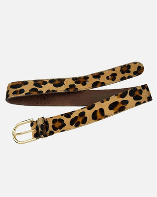 Diane Wide Cow Hair Belt in Leopard brown black tan beige camel