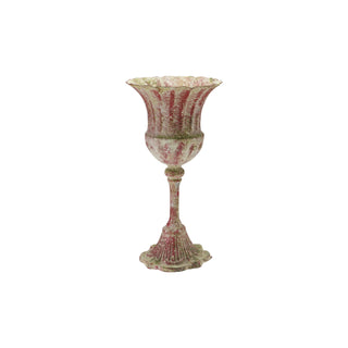 Distressed Metal Urn in Red Holiday Christas green patina