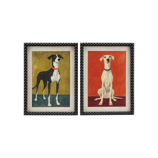 Dog Wall Decor with Fir Wood Bobbin Frame Assorted black and white gold and blue red