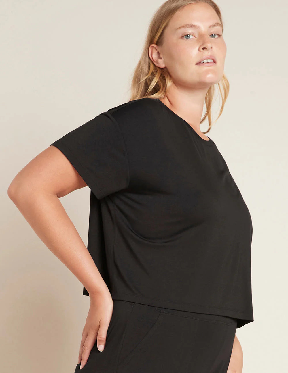 Boody Black Downtime Crop Tee