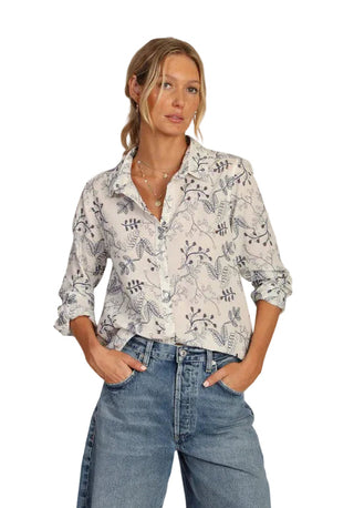 Dylan White & Navy Lily Blouse