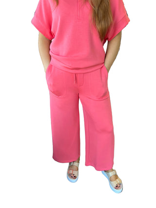 Liverpool Pull On Wide Leg Crop Trouser in Sunset Coral