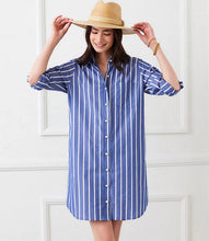 Load image into Gallery viewer, Karen Kane Roll Tab Stripe Shirtdress
