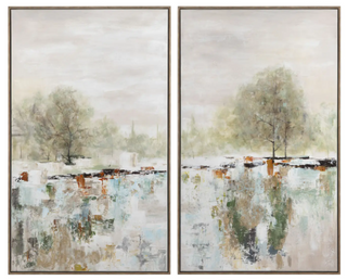 Echoes of Nature Framed Canvas Assorted tree water copper green gray brown