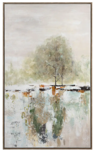 Echoes of Nature Framed Canvas Assorted tree water river green gray brown copper