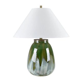 Elysian Table Lamp glass green white shade gold