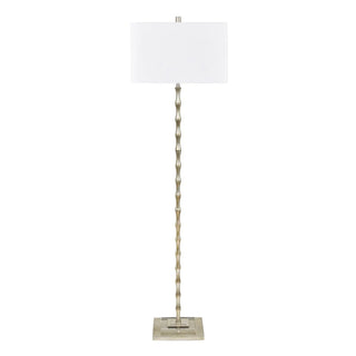Emerson Cast Spindle Floor Lamp spindle gold acrylic base white shade