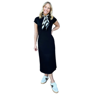 Black Short Sleeve Midi Dress from Entro