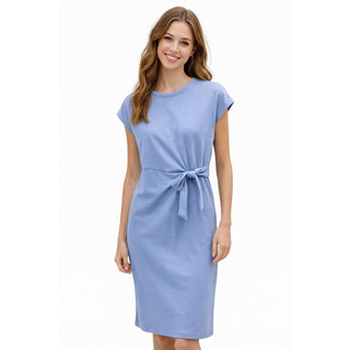 Long Tie Waist Dress in Light Blue from Entro