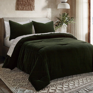 Estelle Velvet Comforter Set in Forest Green