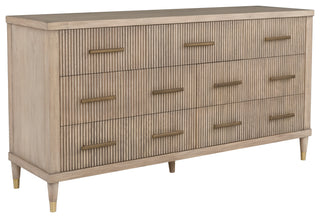 Everett 7 Drawer Dresser red oak biscotti finish gold handles