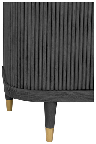 Everett Demilune Credenza in Charcoal carrara marble top red oak brushed brass