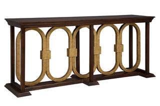 Everly Console Table mango wood gold rich brown stain iron 
