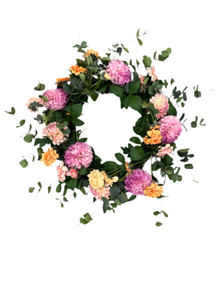 Dahlia & Zinnia Wreath 24"
