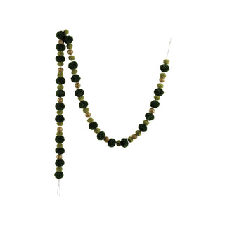 Fabric Pom Pom Garland in Green and Gold Christmas holiday