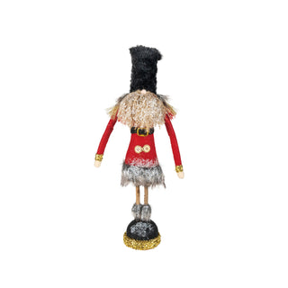 Fabric Soldier with Glitter with Faux Fur & Twig Legs red jacket Christmas