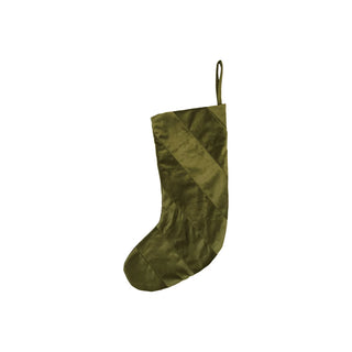Fabric Velvet Striped Stocking in Green 20" Christmas