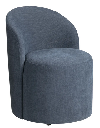 Blue upholstered chair on a white background