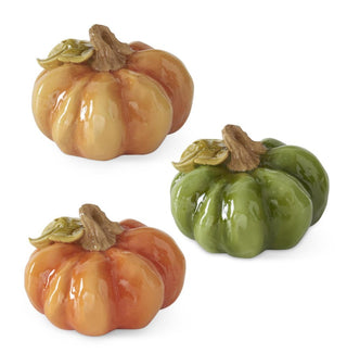Fall Colored Resin Pumpkins 2.5" Assorted gold green orange