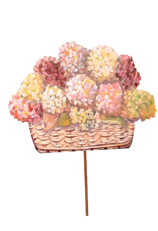 Fall Hydrangea Pumpkin Basket Stake Assorted easel cream pink green