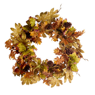 Fall Oak Leaf Wreath 30" pine cone