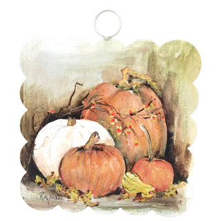 Fall Pumpkins Mini Scallop Metal Art orange white yellow green