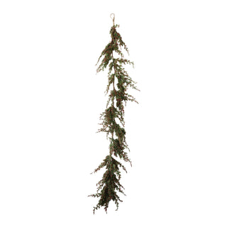 Faux Cypress Garland with Red Berries green Christmas holiday berry