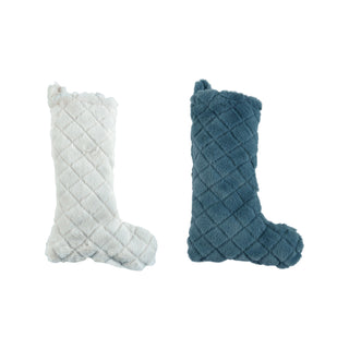 Faux Fur Quilted Stocking Assorted diamond fuzzy soft Christmas holiday