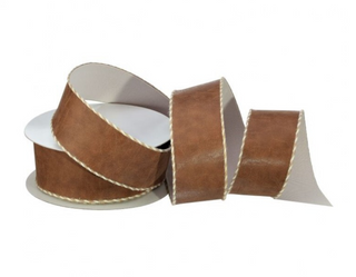 Faux Leather Ribbon in Camel 2.5" SOLD BY THE FOOT brown 