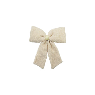 Faux Sherpa Clip-on Bow cream fuzzy