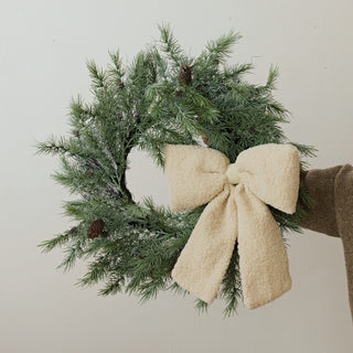 Faux Sherpa Clip-on Bow cream blush Christmas winter fuzzy